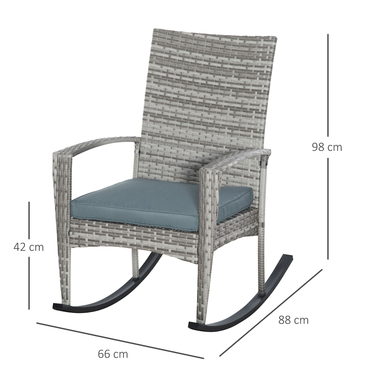 Schaukelstuhl aus Polyrattan mit Sitzkissen