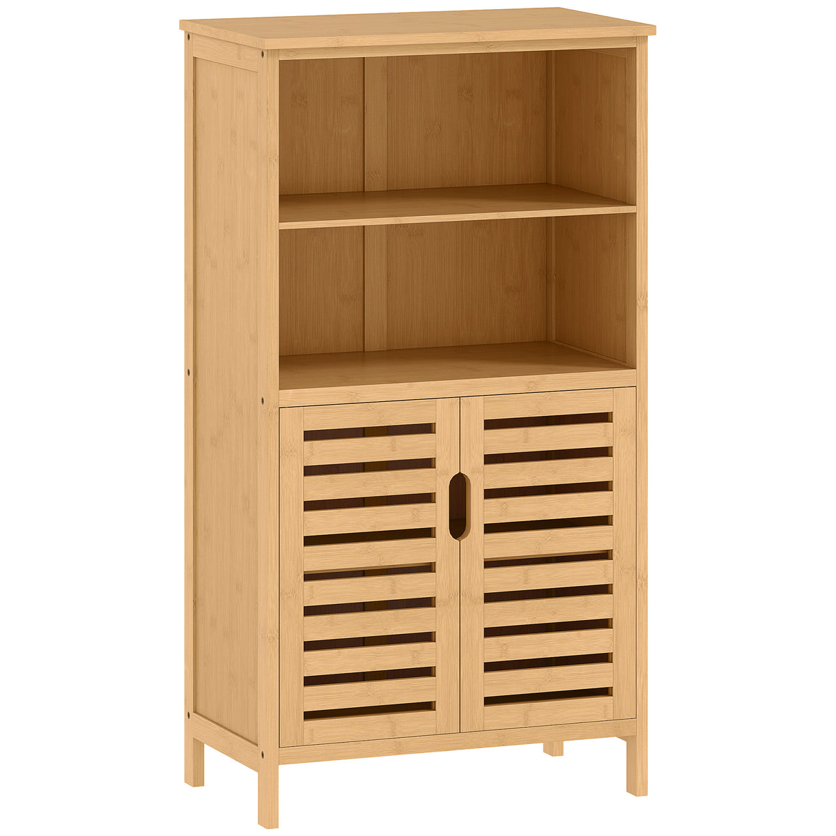 Badezimmerschrank aus Bambus mit Lamellentüren