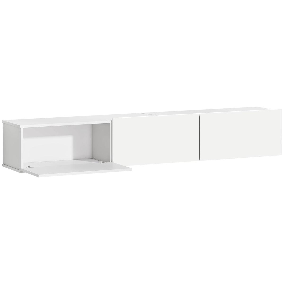 Wandhängendes TV-Lowboard mit drei Klappen, Weiß