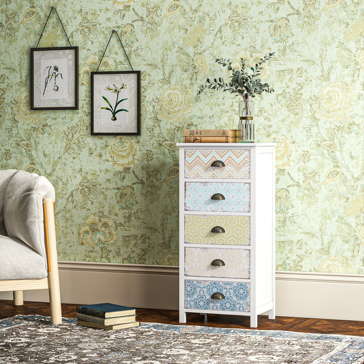 Shabby-Chic-Kommode mit Schubladen und Stauraum