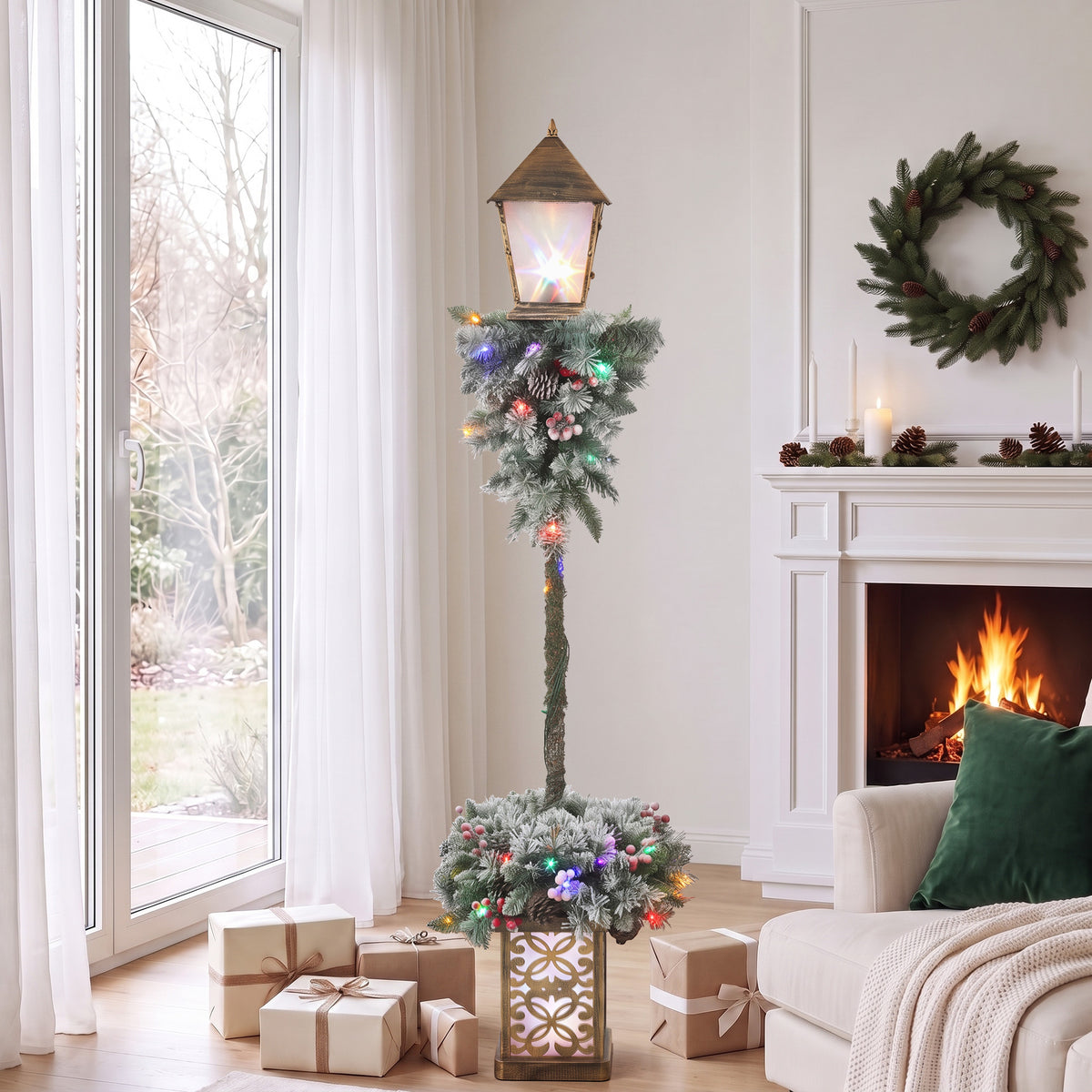Weihnachtslaterne mit mehrfarbigen LEDs, 150 cm