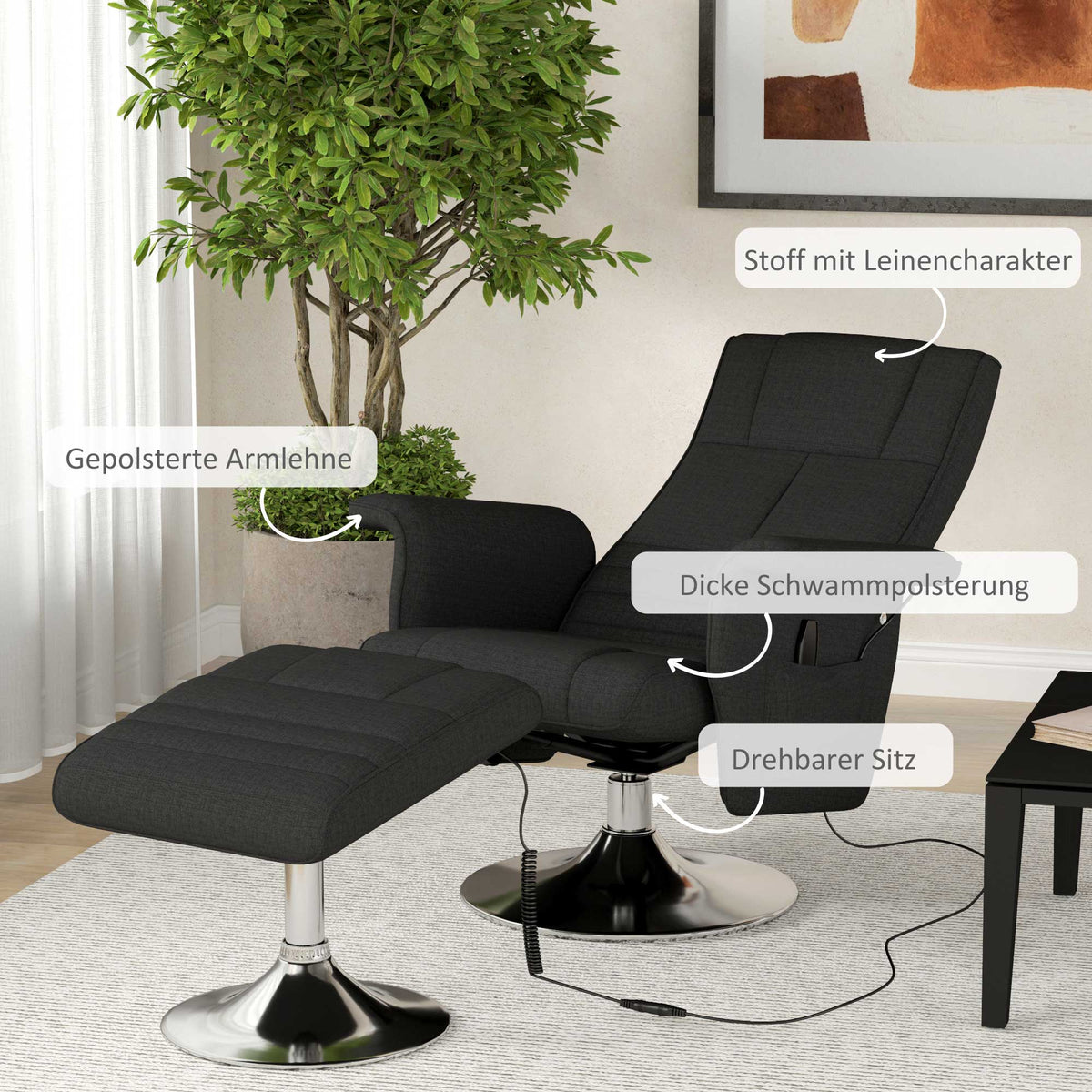 Massagesessel mit Hocker und 8-Punkt-Massage