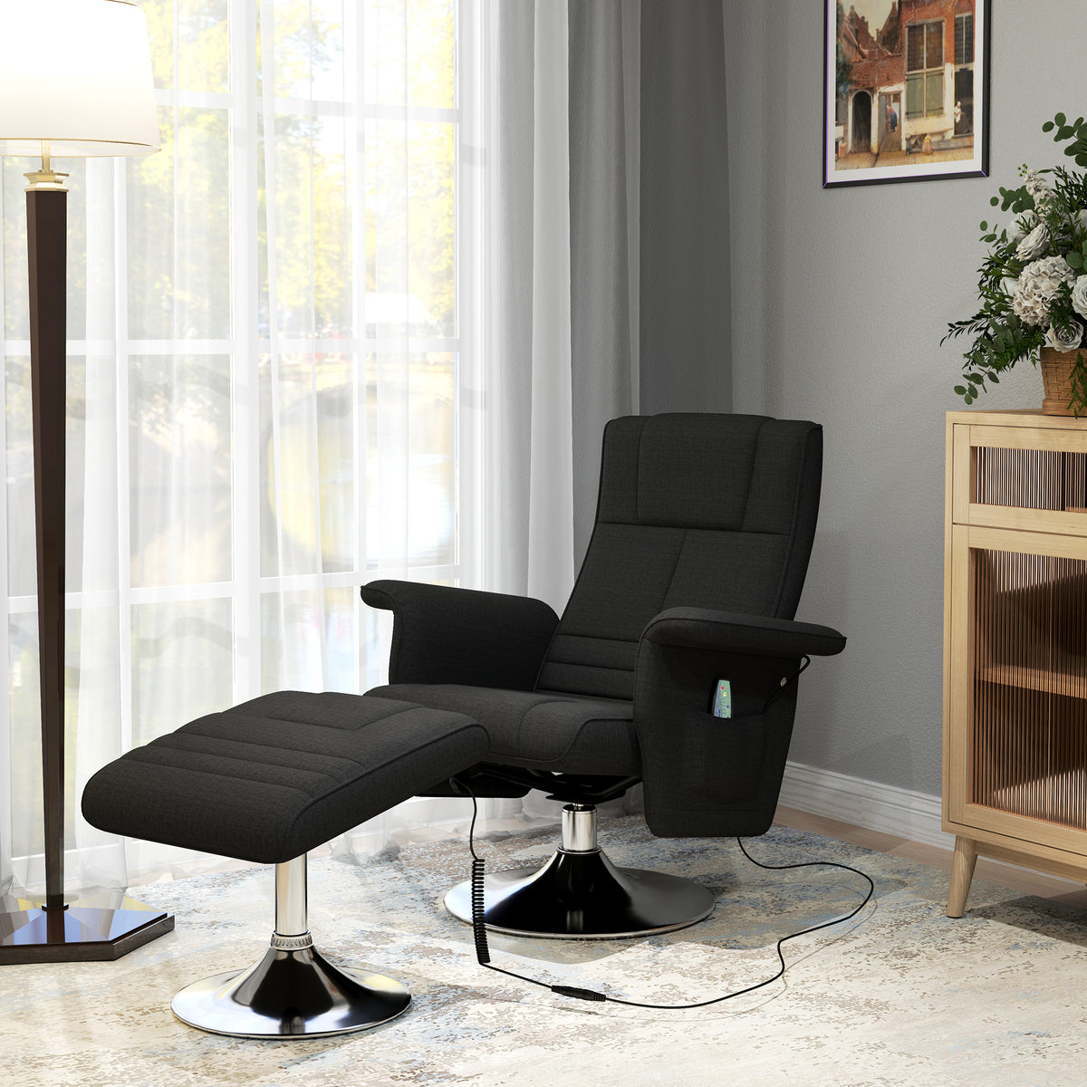 Massagesessel mit Hocker und 8-Punkt-Massage