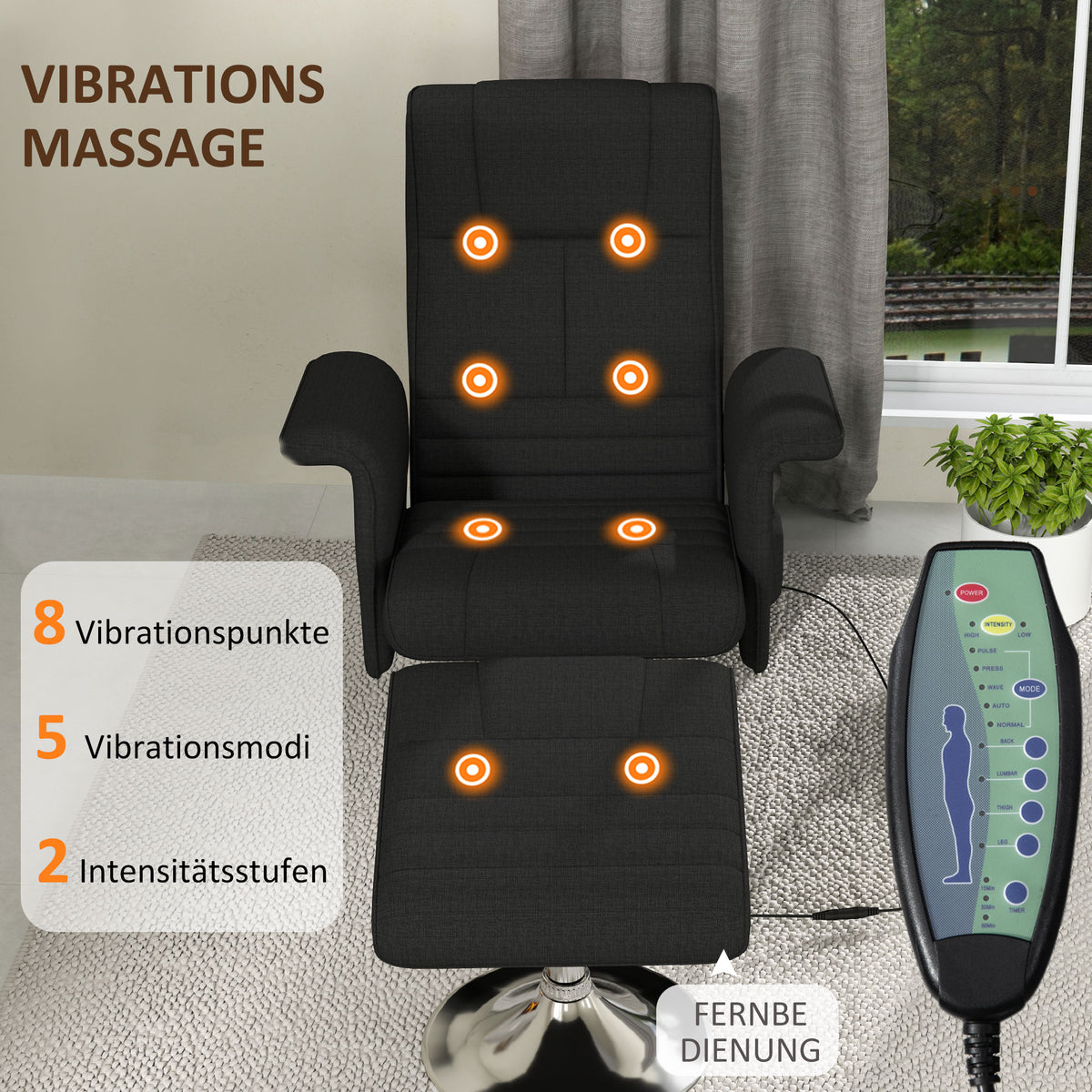 Massagesessel mit Hocker und 8-Punkt-Massage