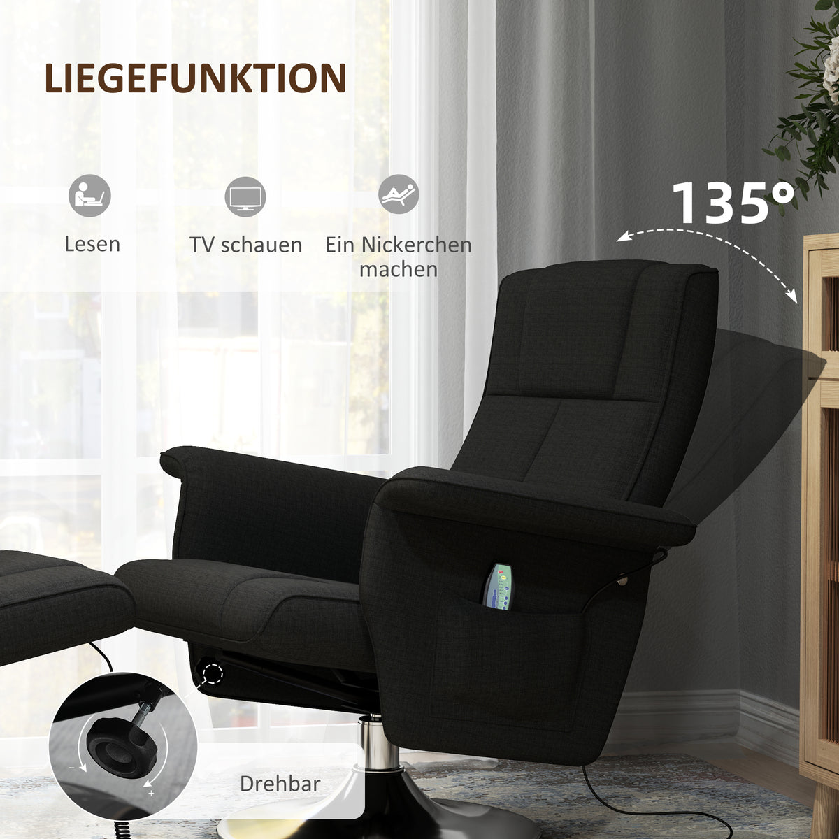 Massagesessel mit Hocker und 8-Punkt-Massage