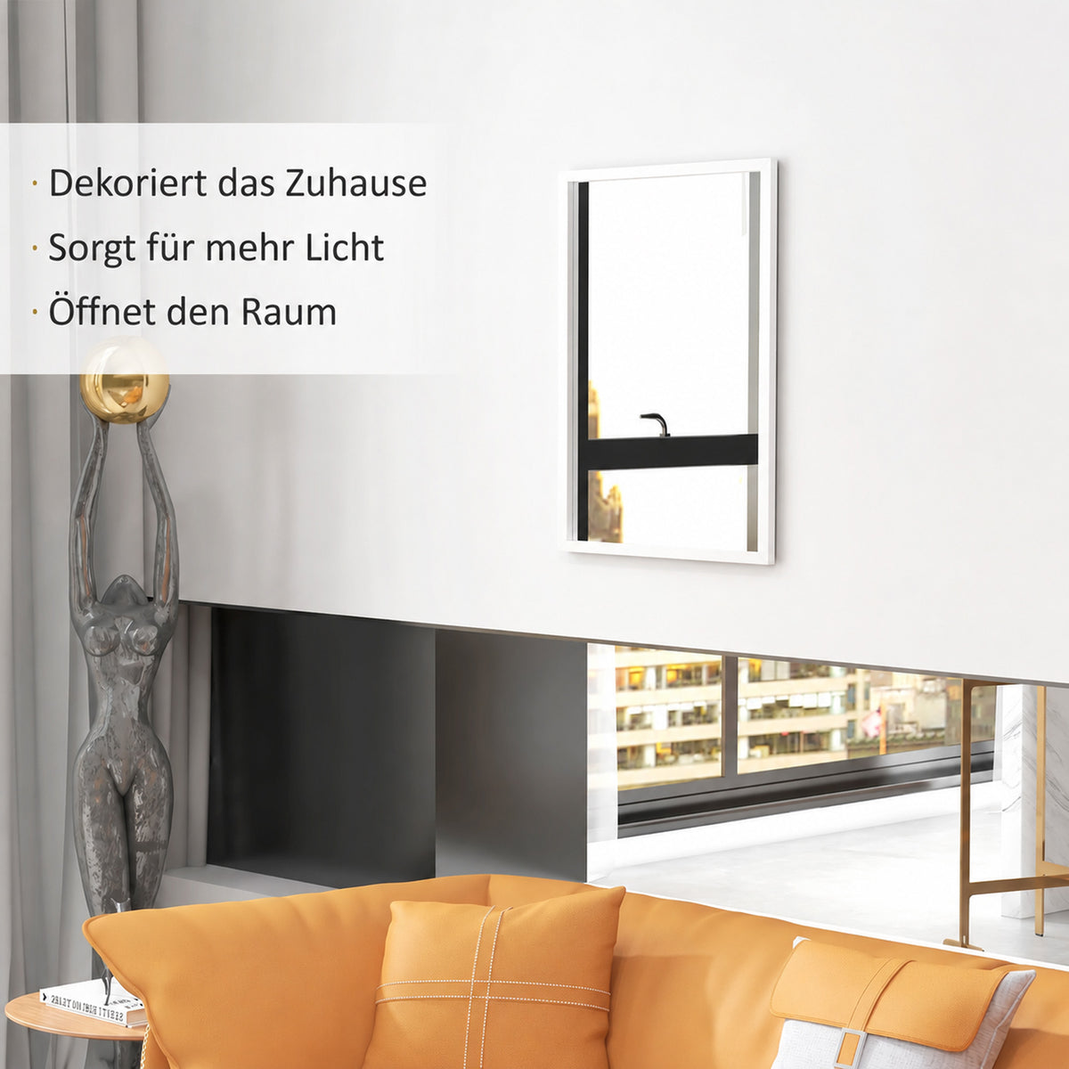 Rechteckiger Wandspiegel mit MDF-Rahmen