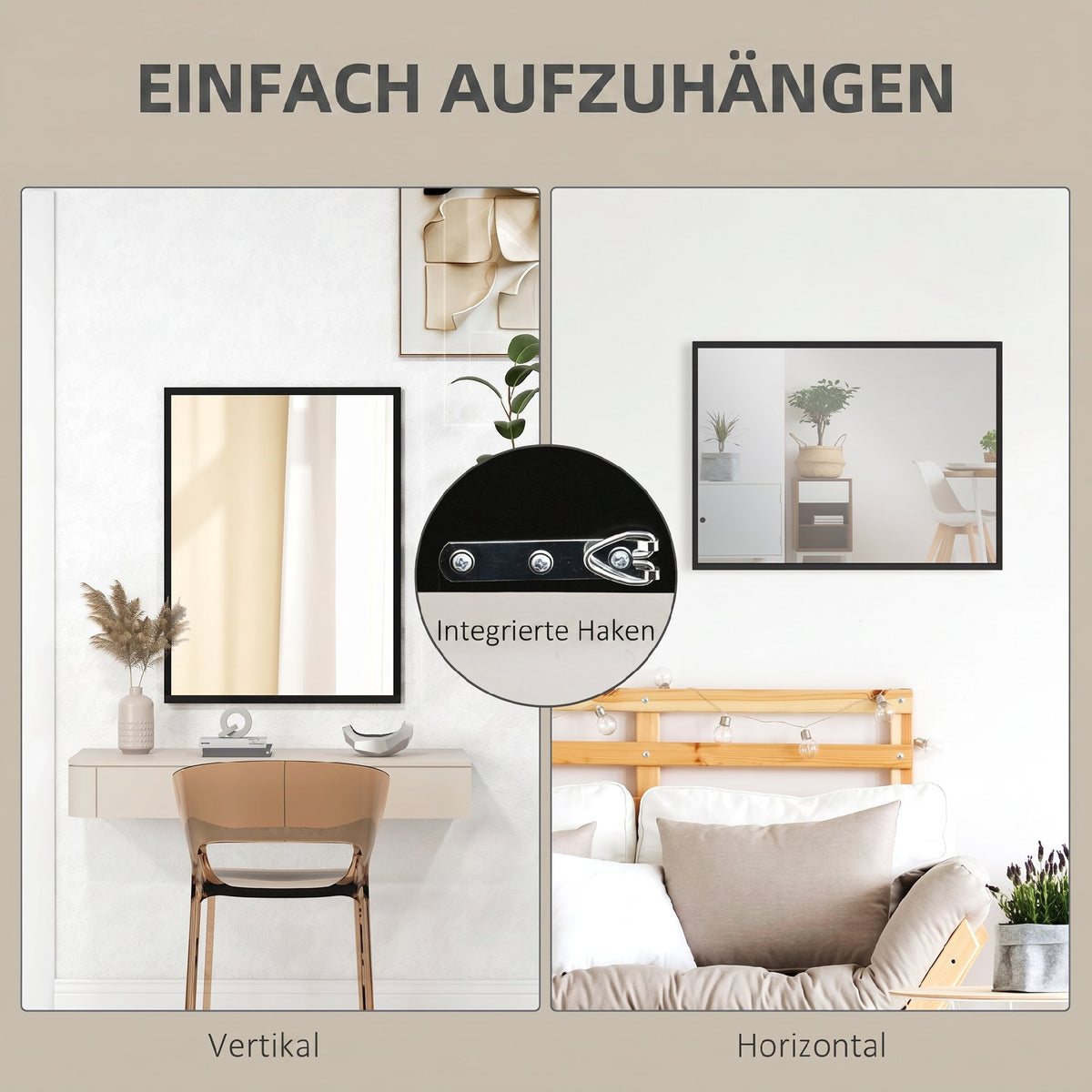 Rechteckiger Wandspiegel mit MDF-Rahmen