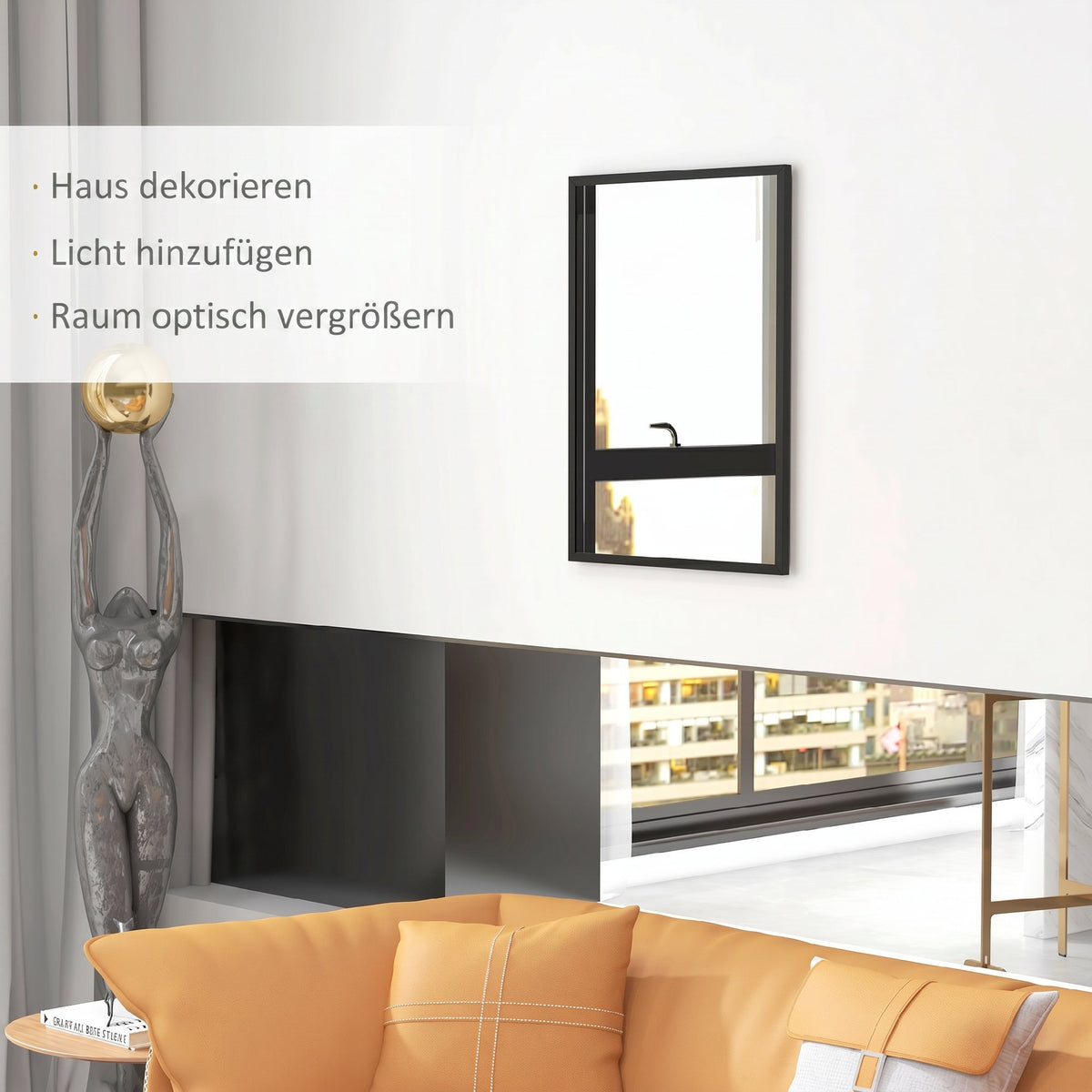 Rechteckiger Wandspiegel mit MDF-Rahmen