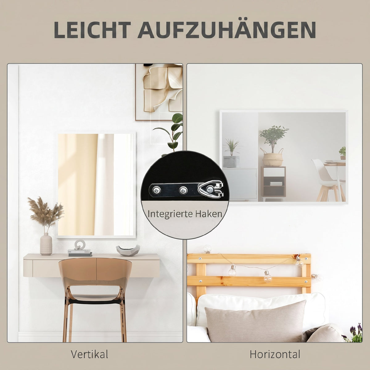 Rechteckiger Wandspiegel mit MDF-Rahmen