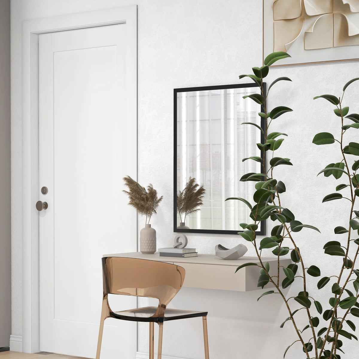 Rechteckiger Wandspiegel mit MDF-Rahmen