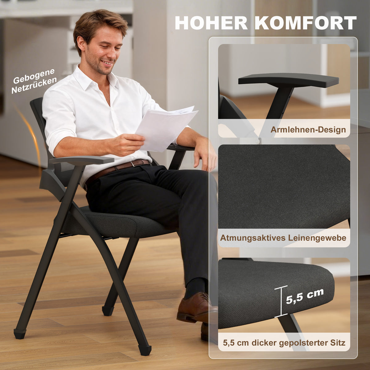 2er-Set Klappstühle mit Netzrückenlehne