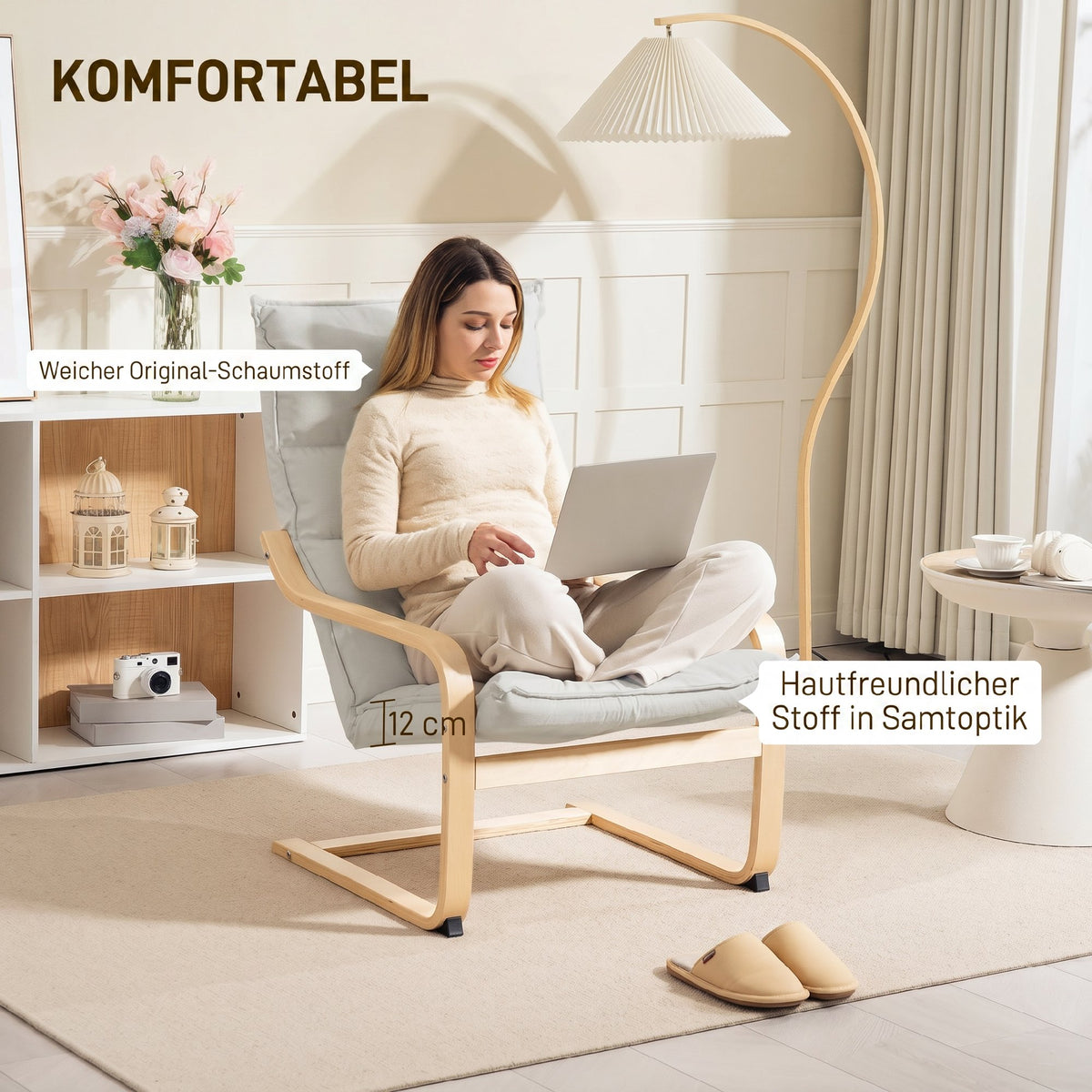 Hochlehnsessel mit Wippfunktion und Samtoptik