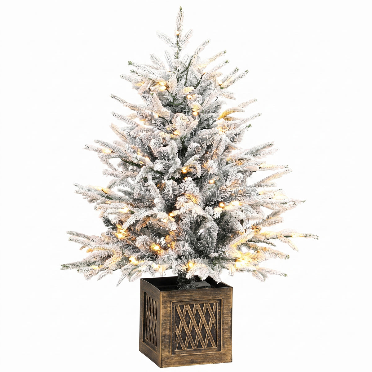 Vorbeleuchteter Tisch-Weihnachtsbaum mit Schneeflockenoptik
