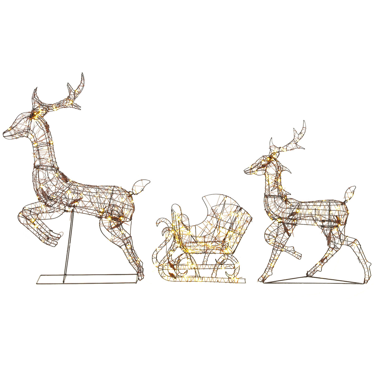 Beleuchtetes Rentier- und Schlitten-Set mit 240 LEDs