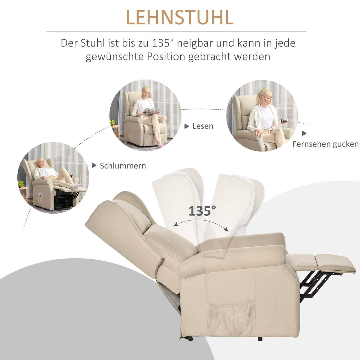 Elektrischer Aufstehsessel mit Liegefunktion