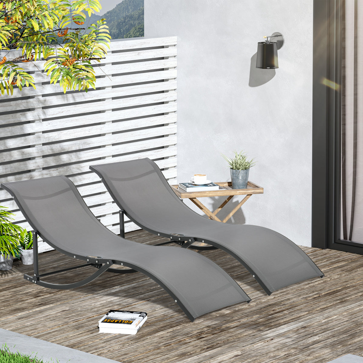 2er-Set Sonnenliegen aus Aluminium, faltbar
