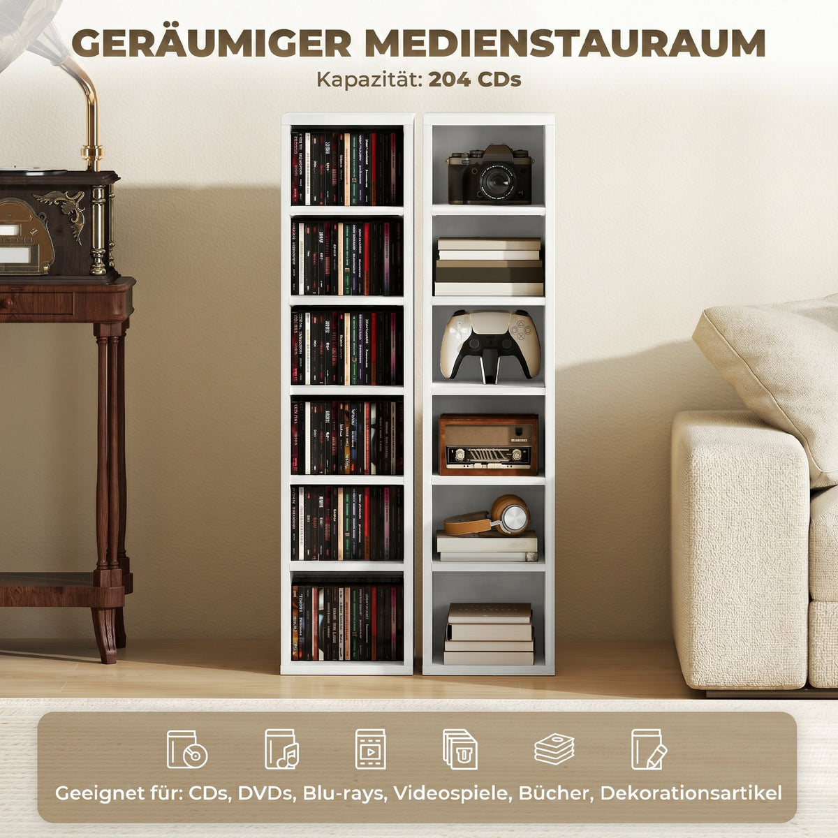 CD-Regale im 2er-Set mit verstellbaren Böden