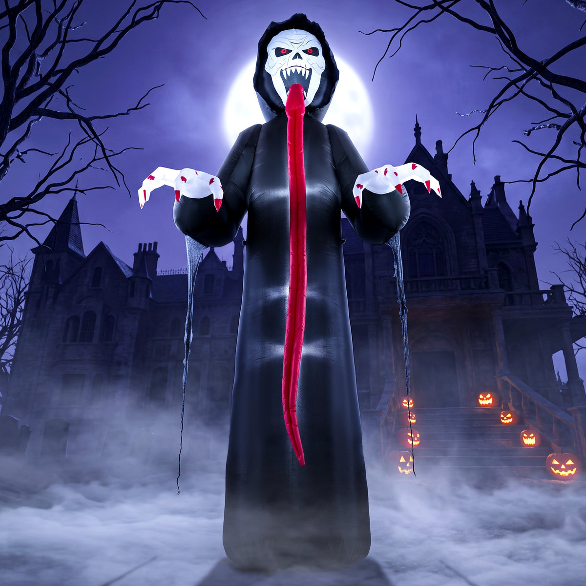 Aufblasbares Halloween-Skelett 310 cm mit LEDs
