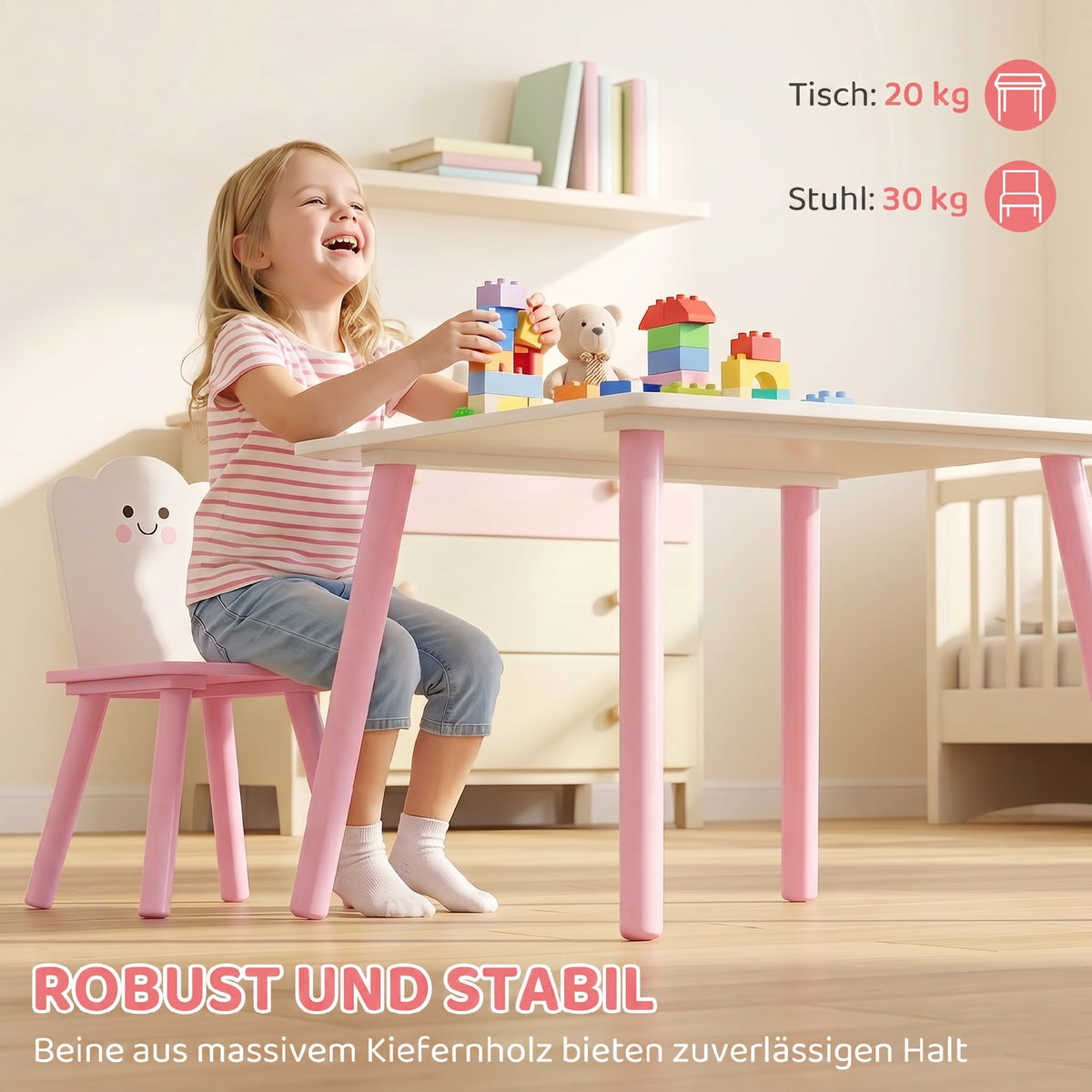 Kindertisch mit zwei Stühlen, 3-teilig