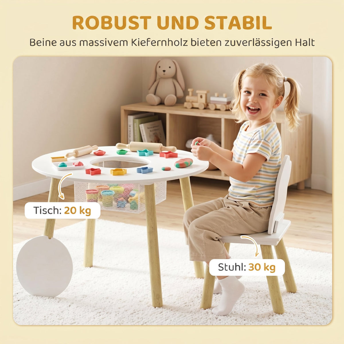 Kindertisch mit zwei Stühlen, 3-teilig