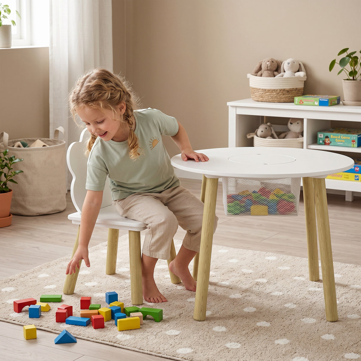 Kindertisch mit zwei Stühlen, 3-teilig