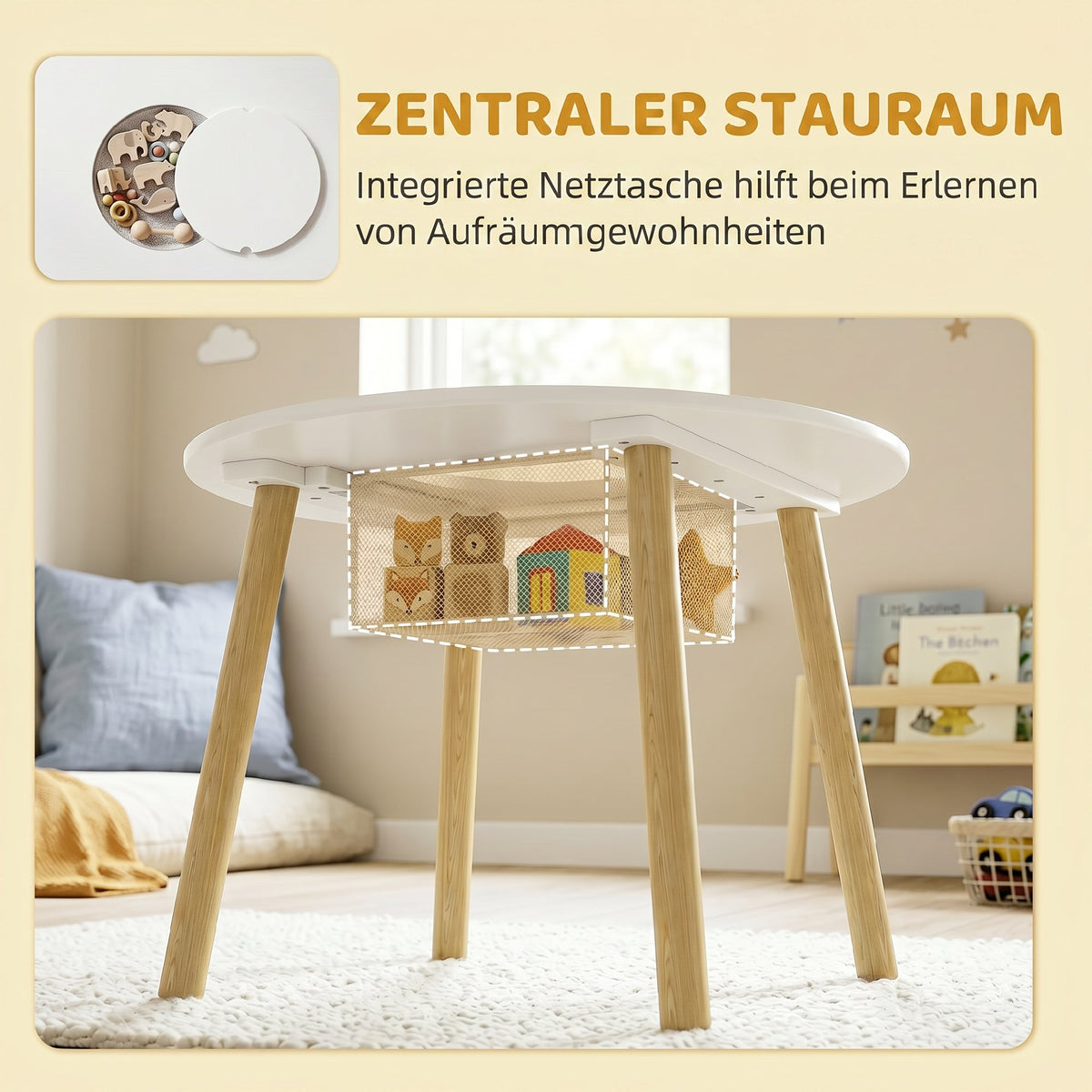Kindertisch mit zwei Stühlen, 3-teilig