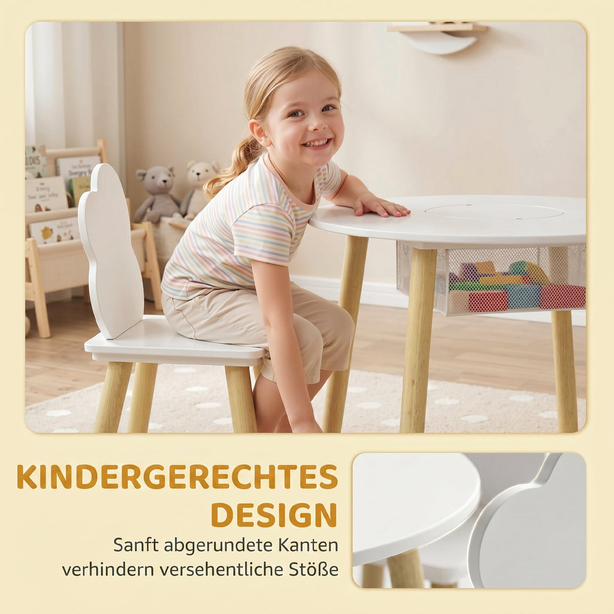 Kindertisch mit zwei Stühlen, 3-teilig