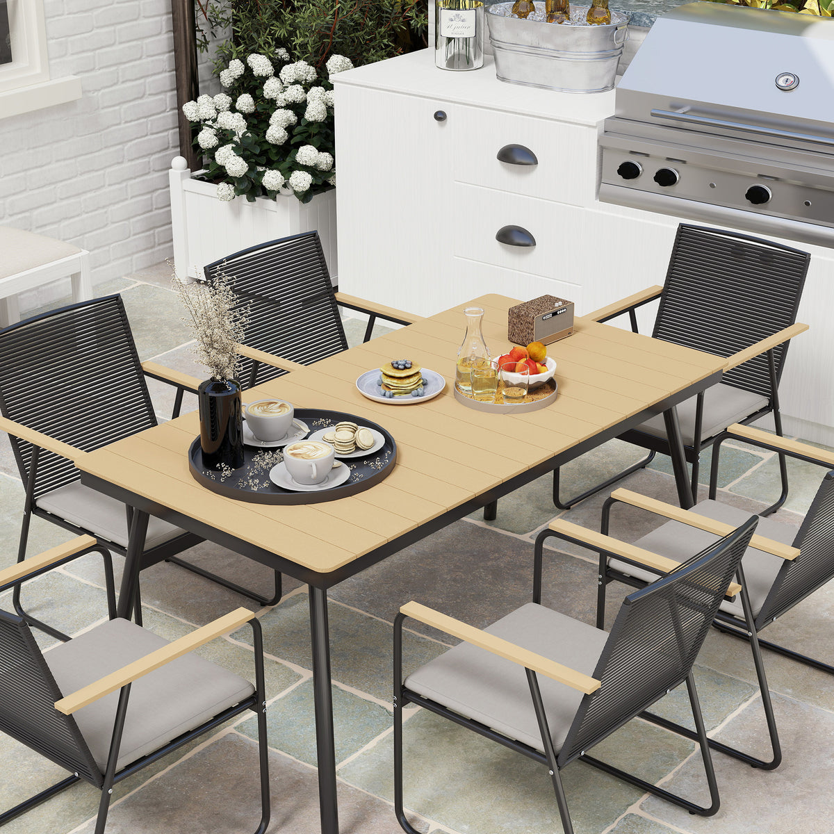 7-teiliges Gartenmöbelset mit Tisch und 6 Stühlen