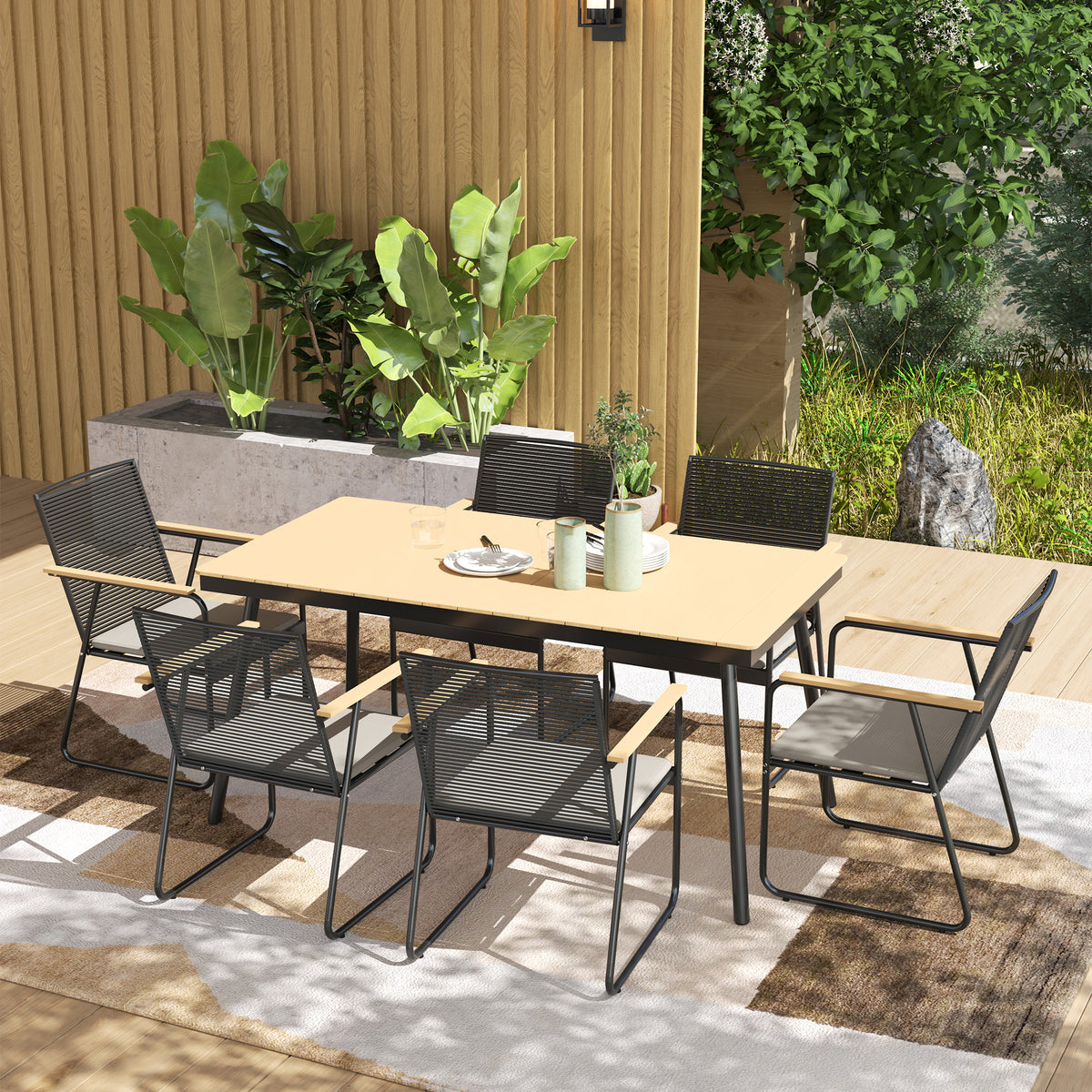 7-teiliges Gartenmöbelset mit Tisch und 6 Stühlen