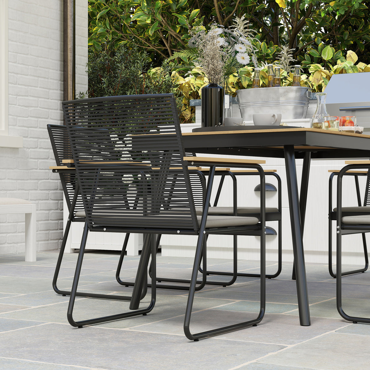 7-teiliges Gartenmöbelset mit Tisch und 6 Stühlen