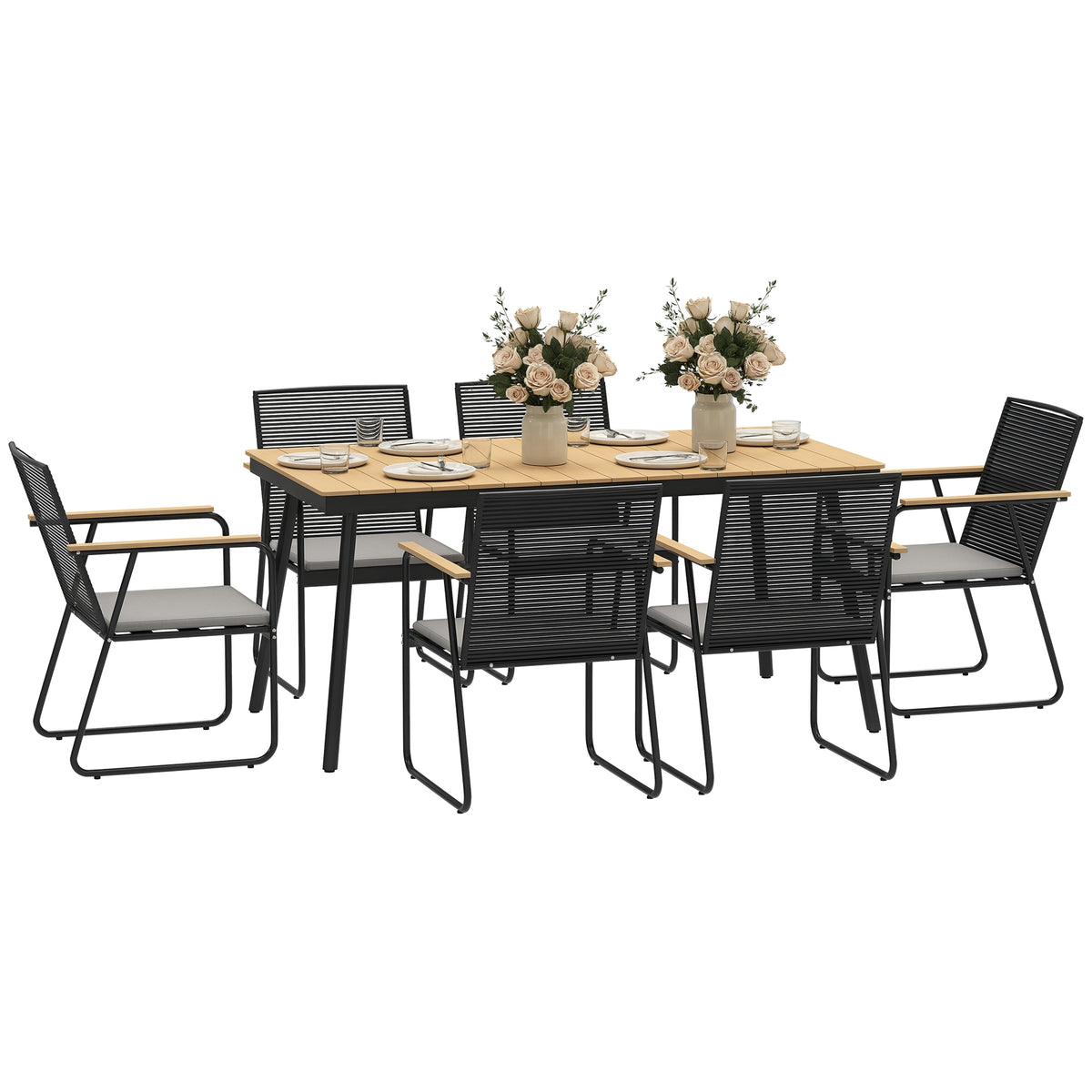 7-teiliges Gartenmöbelset mit Tisch und 6 Stühlen