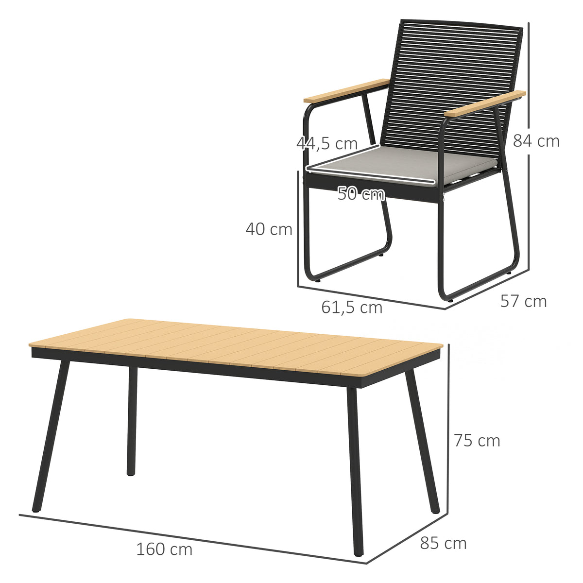 7-teiliges Gartenmöbelset mit Tisch und 6 Stühlen
