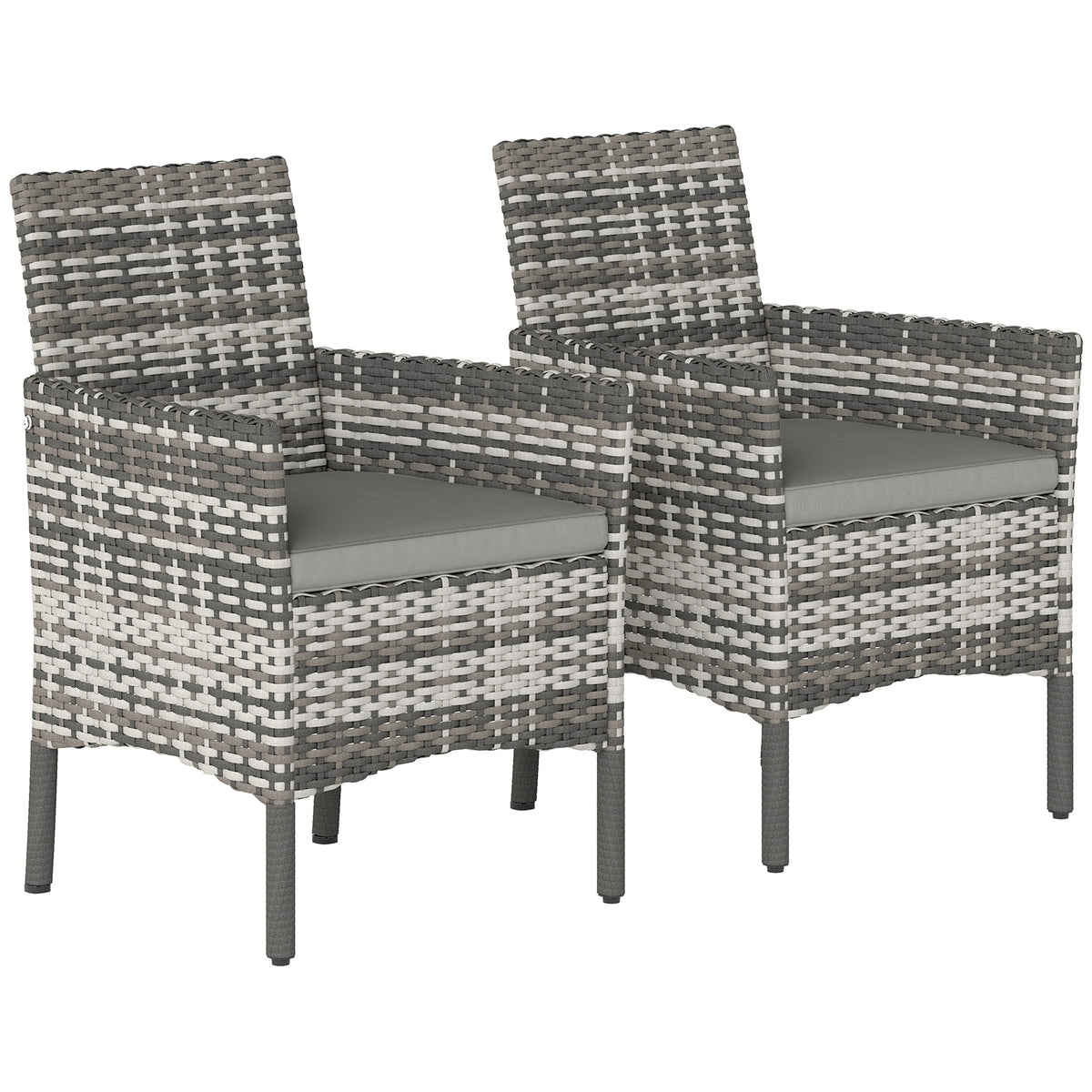 2er-Set Gartenstühle aus PE-Rattan mit Sitzkissen