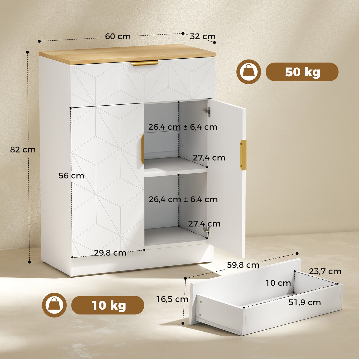 Sideboard mit Schublade und verstellbaren Einlegeböden