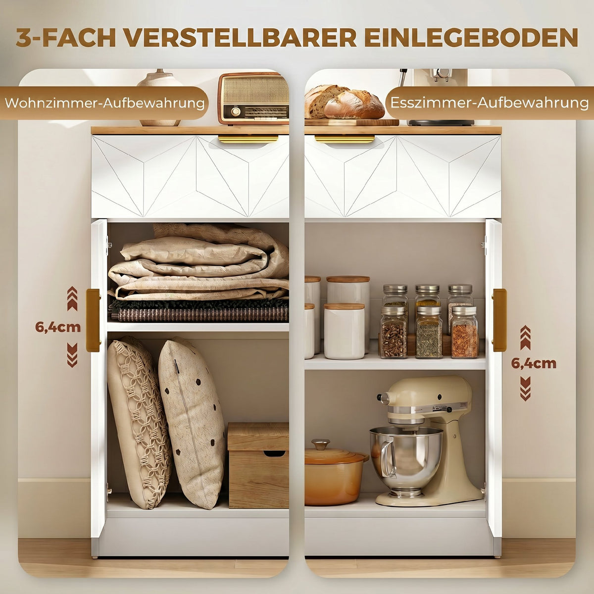 Sideboard mit Schublade und verstellbaren Einlegeböden