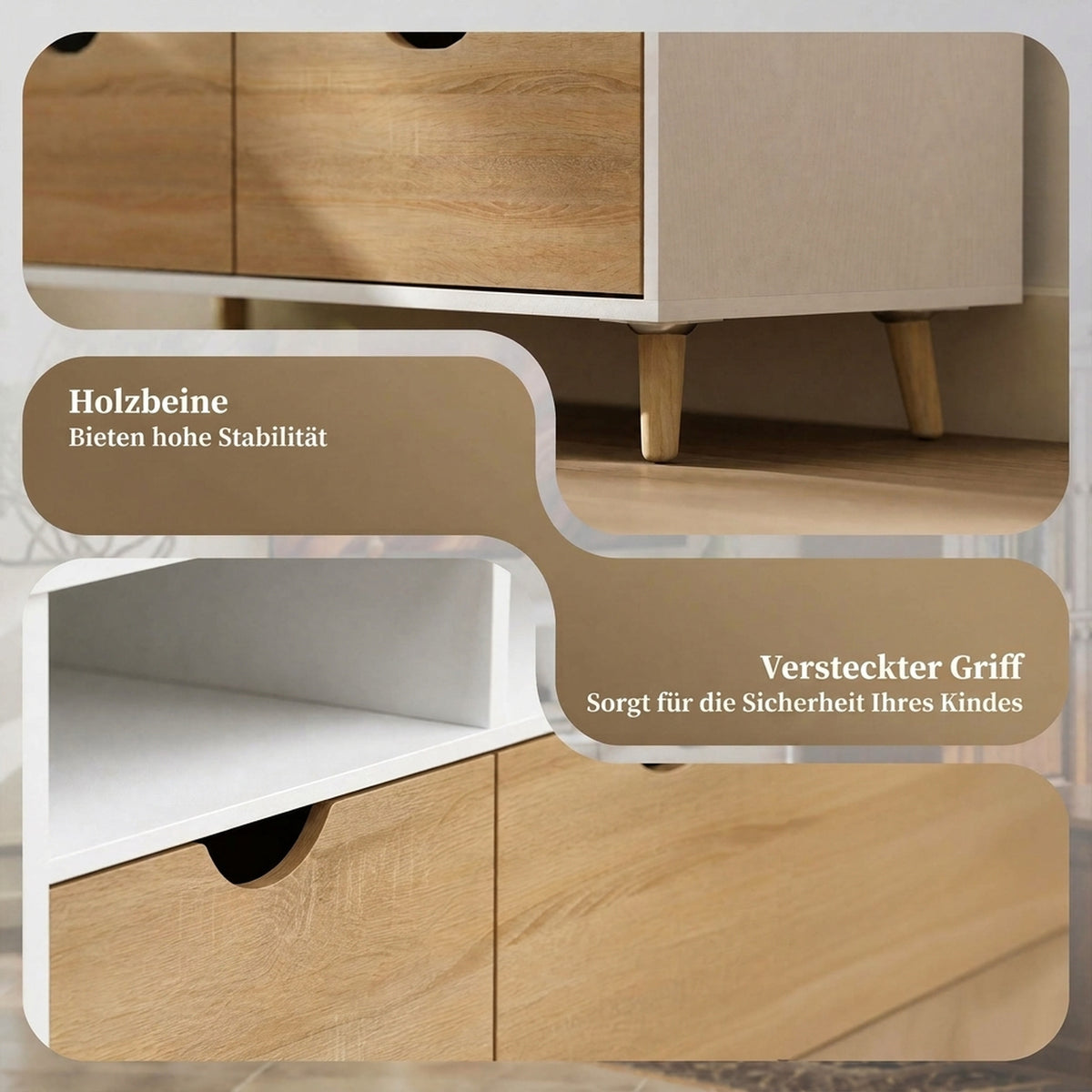 TV-Kommode 99 cm mit Schubladen und offenen Fächern
