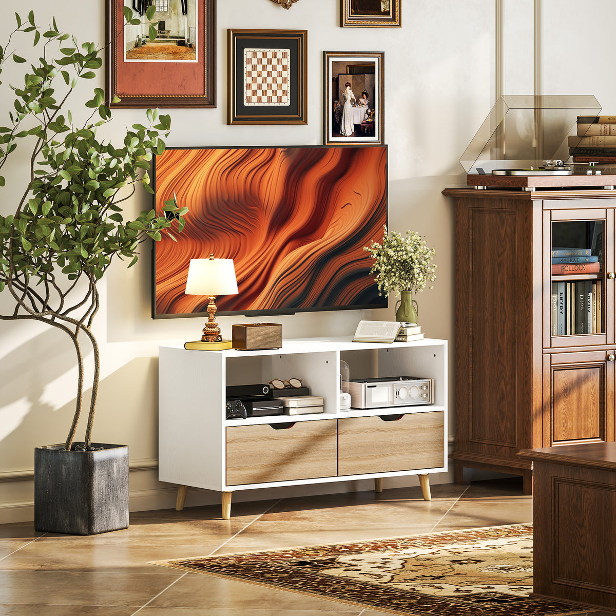 TV-Kommode 99 cm mit Schubladen und offenen Fächern