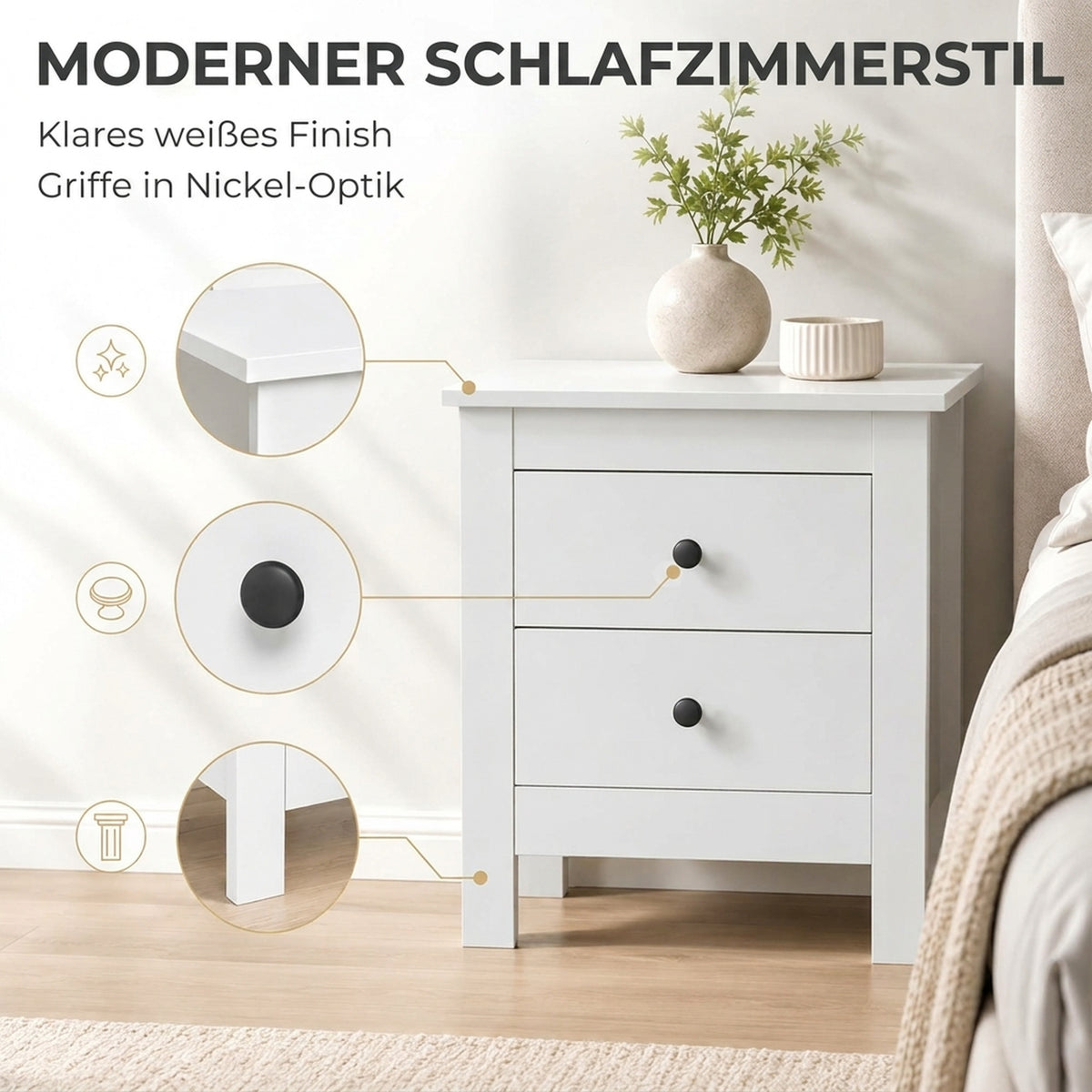Nachttisch mit zwei Schubladen