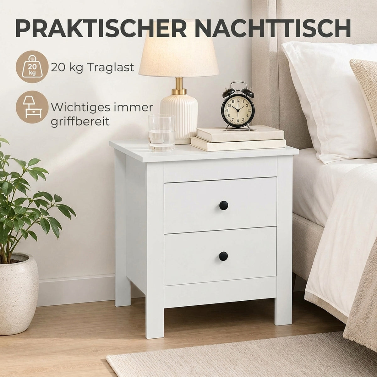Nachttisch mit zwei Schubladen