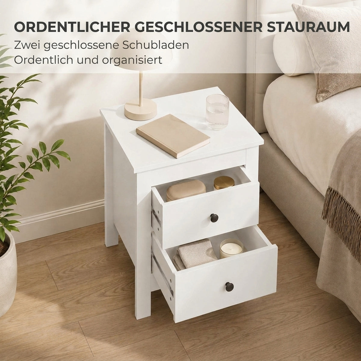 Nachttisch mit zwei Schubladen