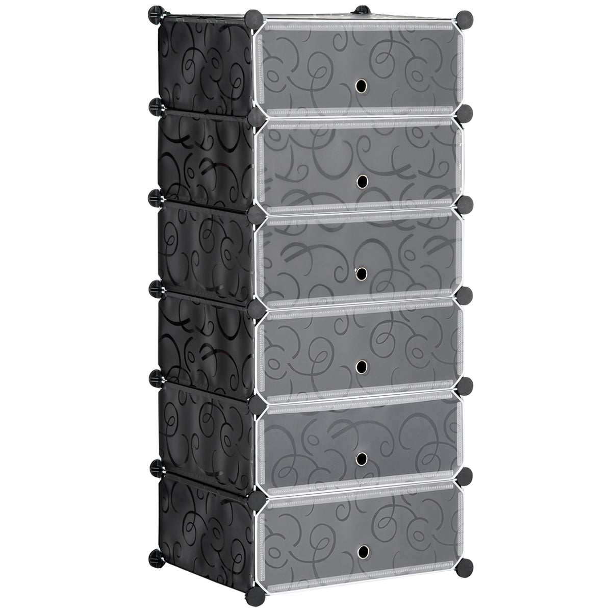 Modulares Schuhregal mit 6 Fächern und Türen