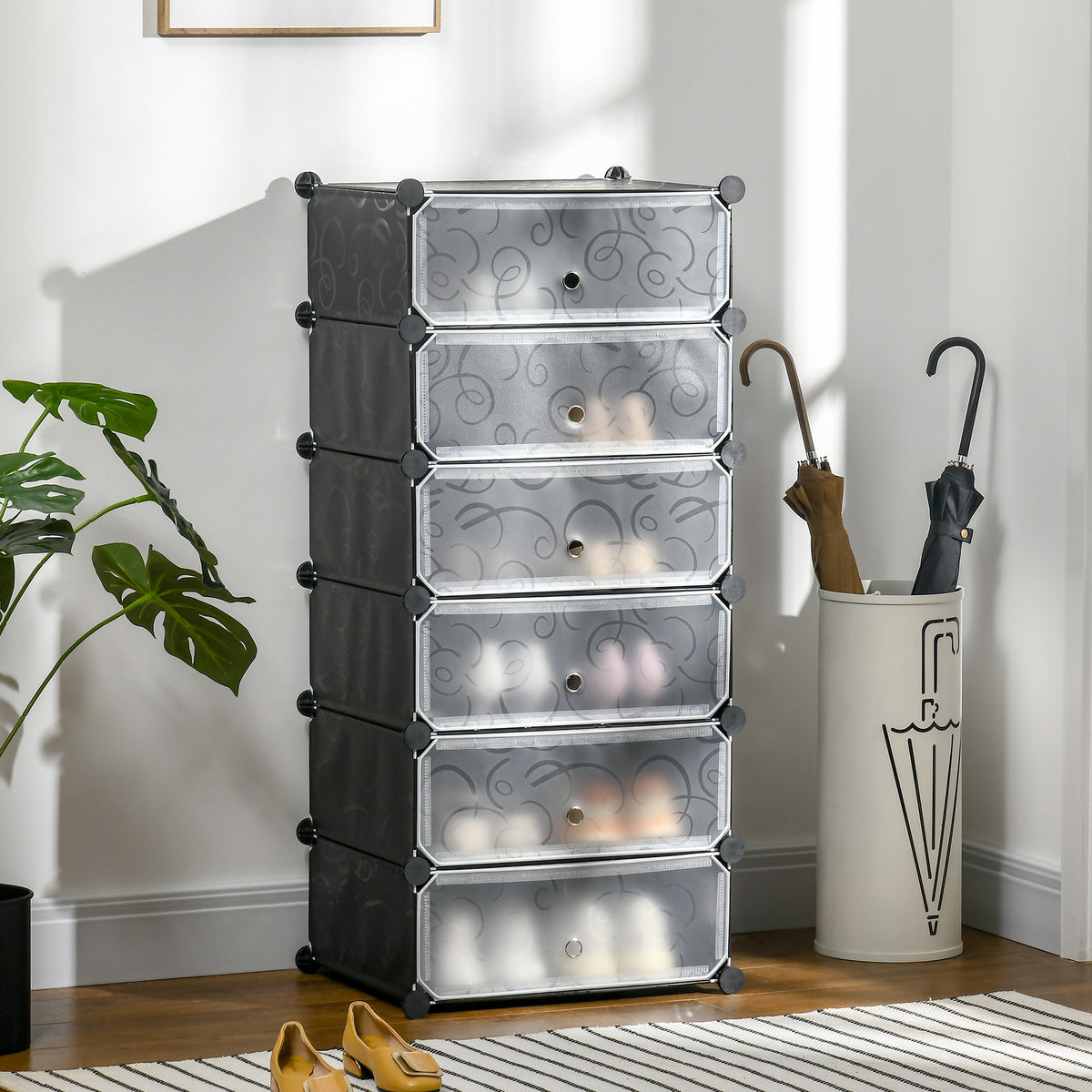 Modulares Schuhregal mit 6 Fächern und Türen