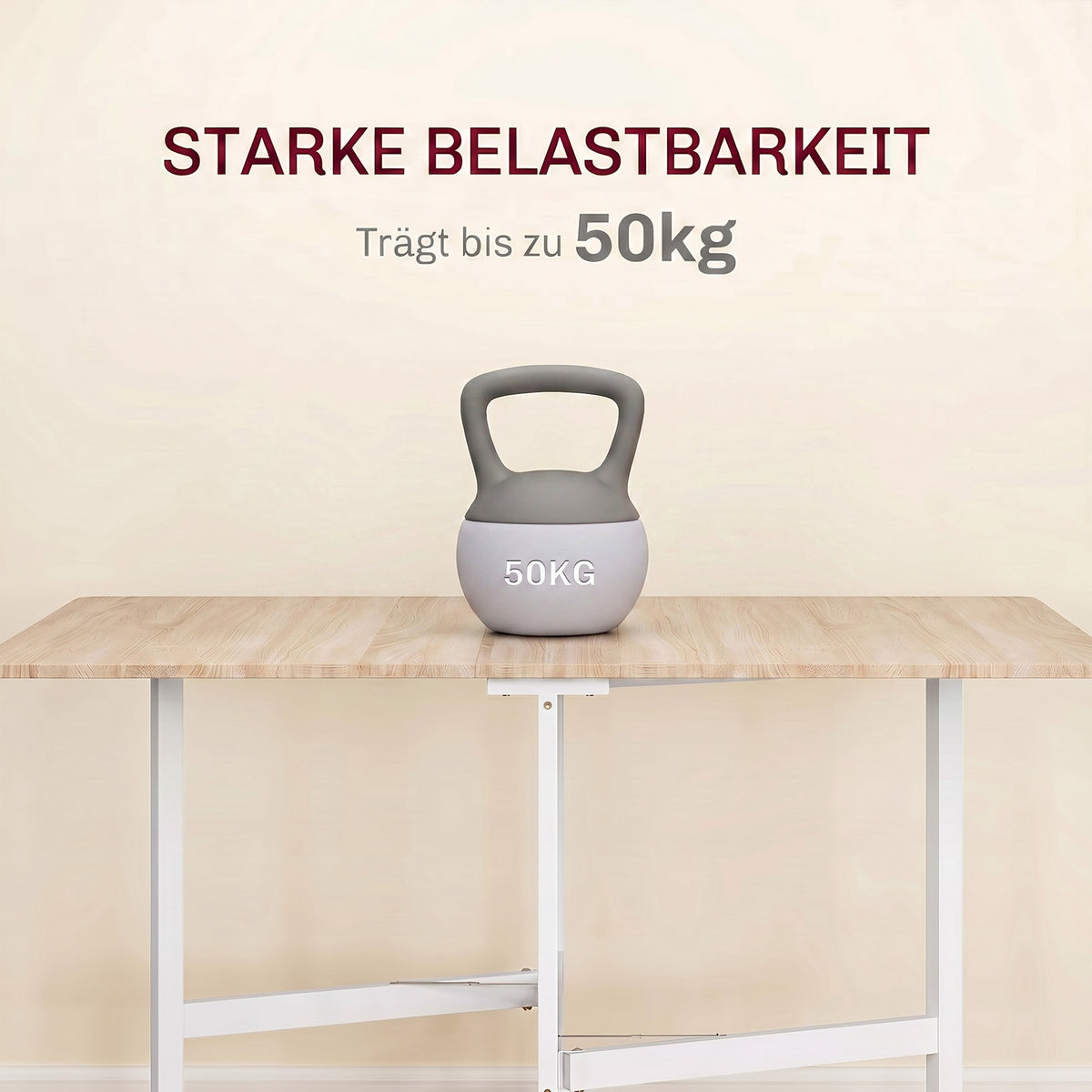 Klappbarer Esstisch mit Rollen und Bremsen, Eiche