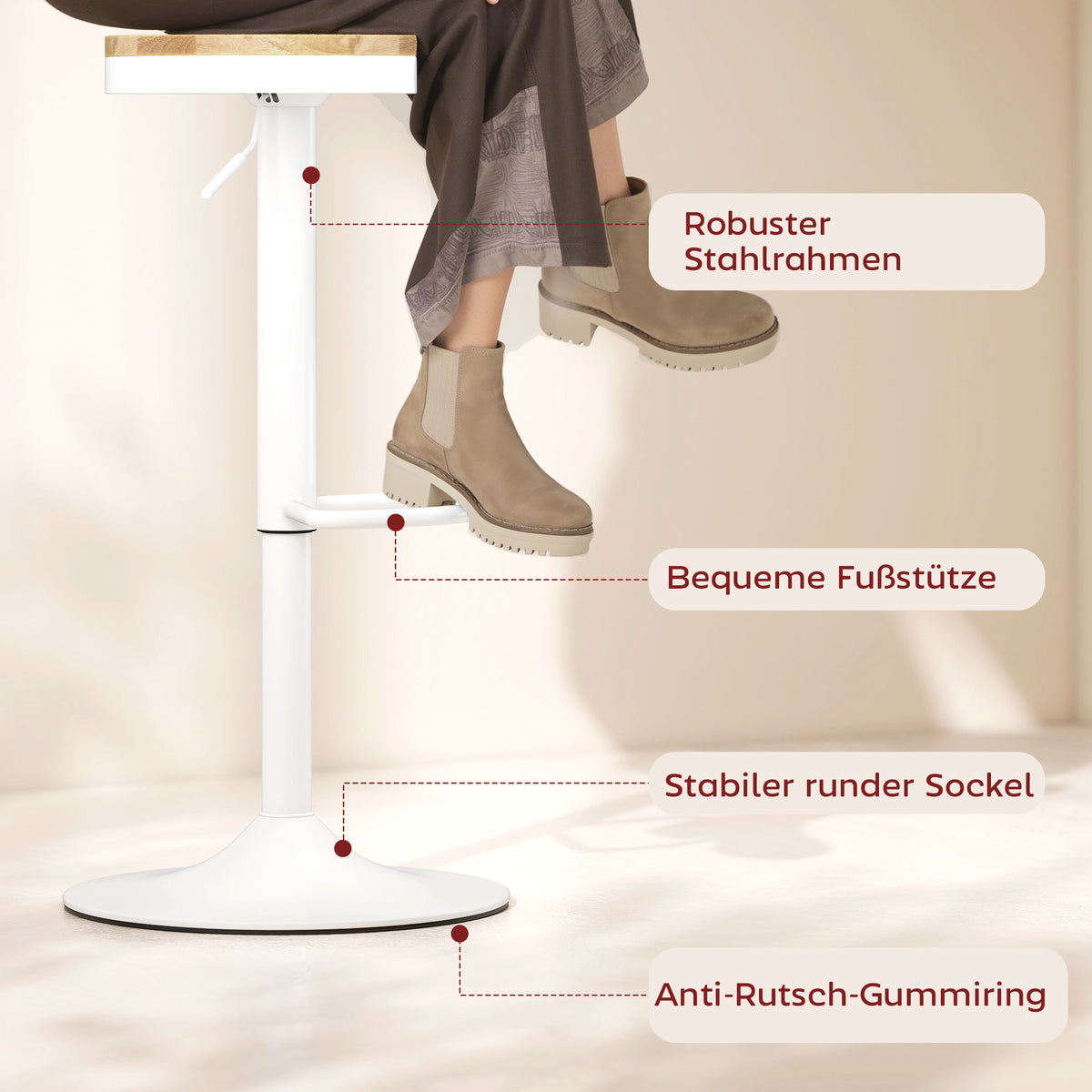 Höhenverstellbares Barhocker-Set mit Drehfunktion