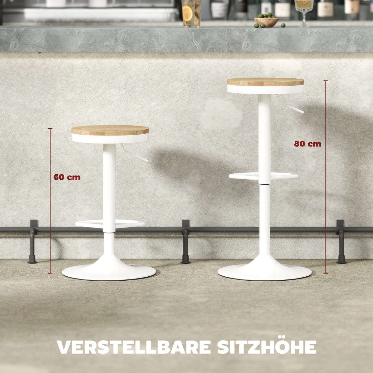 Höhenverstellbares Barhocker-Set mit Drehfunktion