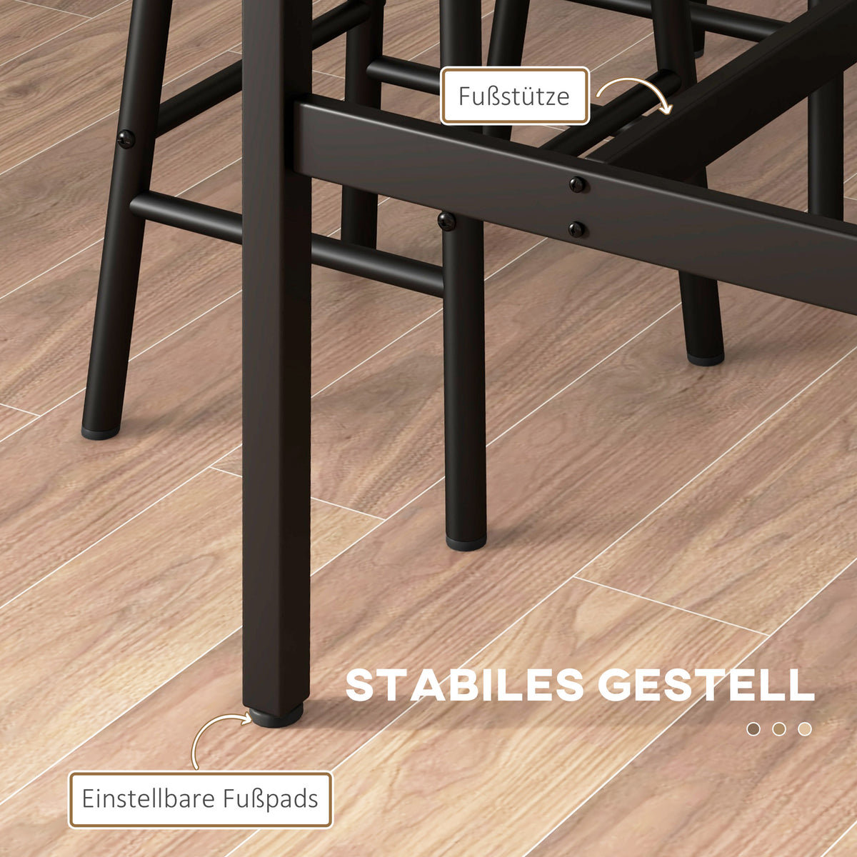 3-teiliges Bartisch-Set mit zwei Hockern