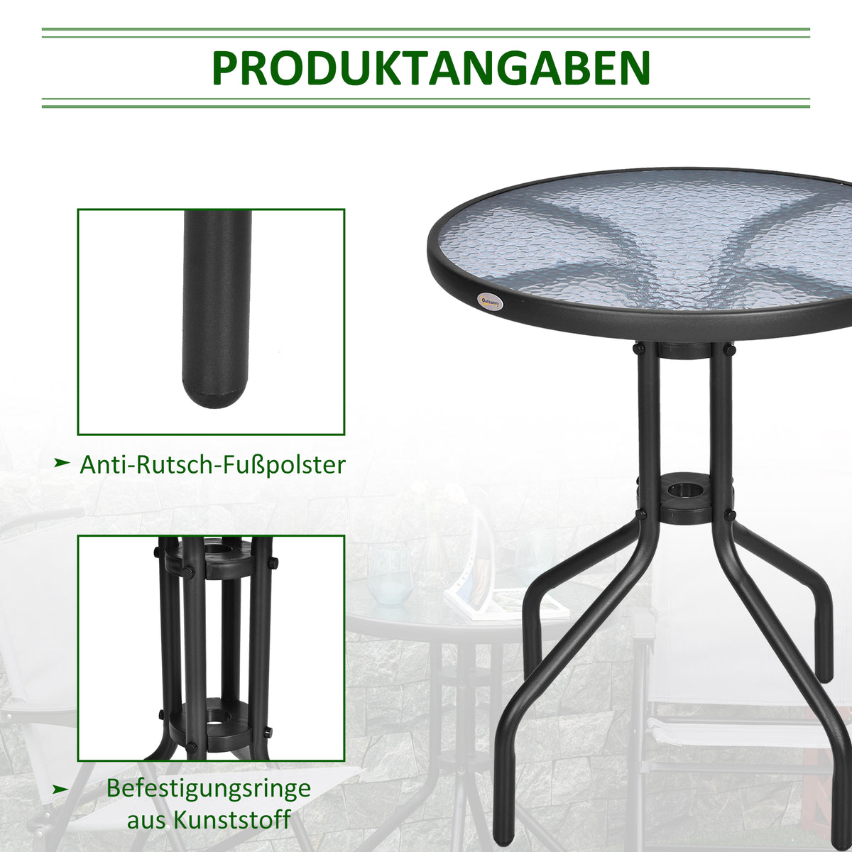 Runder Gartentisch für Balkon und Terrasse