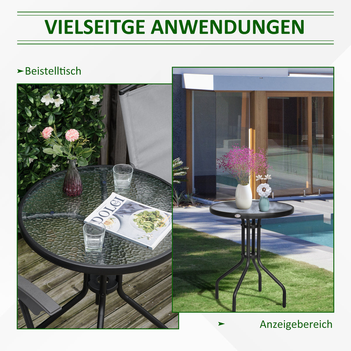 Runder Gartentisch für Balkon und Terrasse