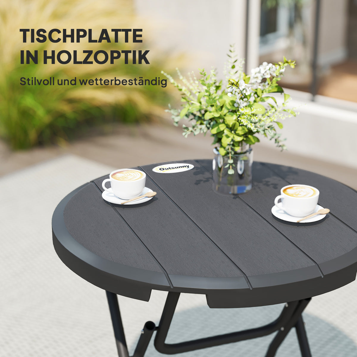 Runder Gartentisch für Balkon und Terrasse
