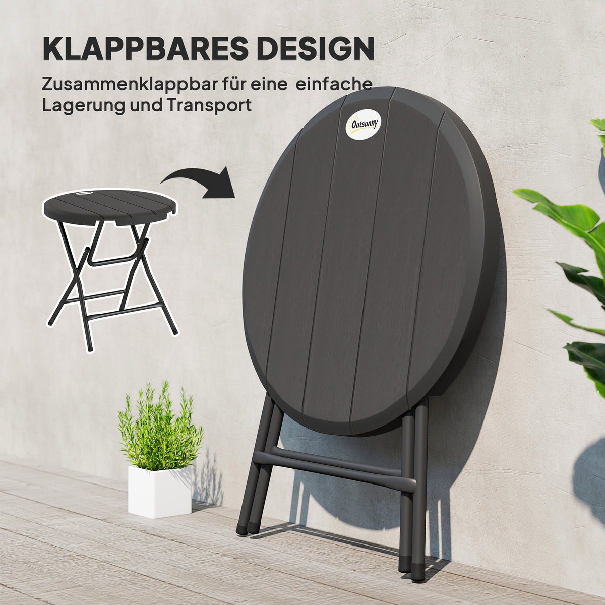 Runder Gartentisch für Balkon und Terrasse